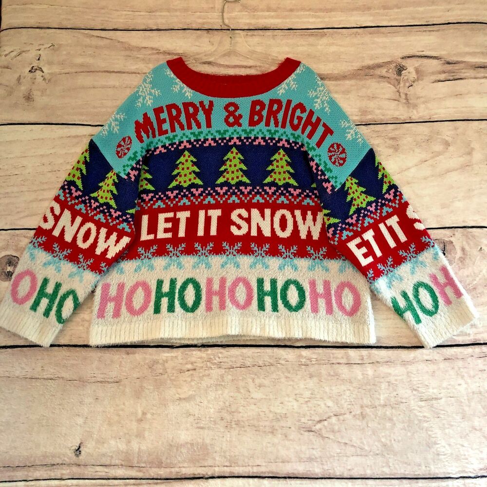 33 Degrees Ugly Christmas Sweater XL Merry Snow Ho Ho Holidays Office Party Fun